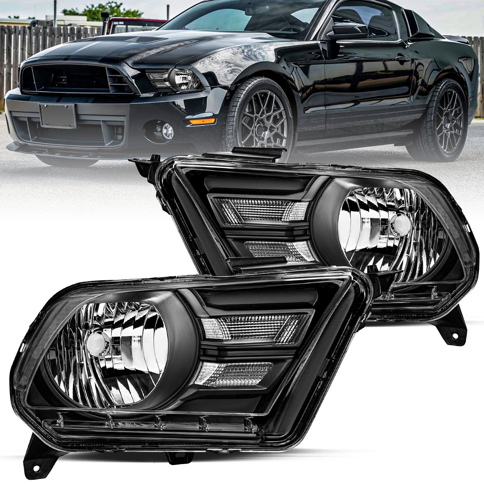 VehicleAid Headlights For 2010-2014 Ford Mustang
