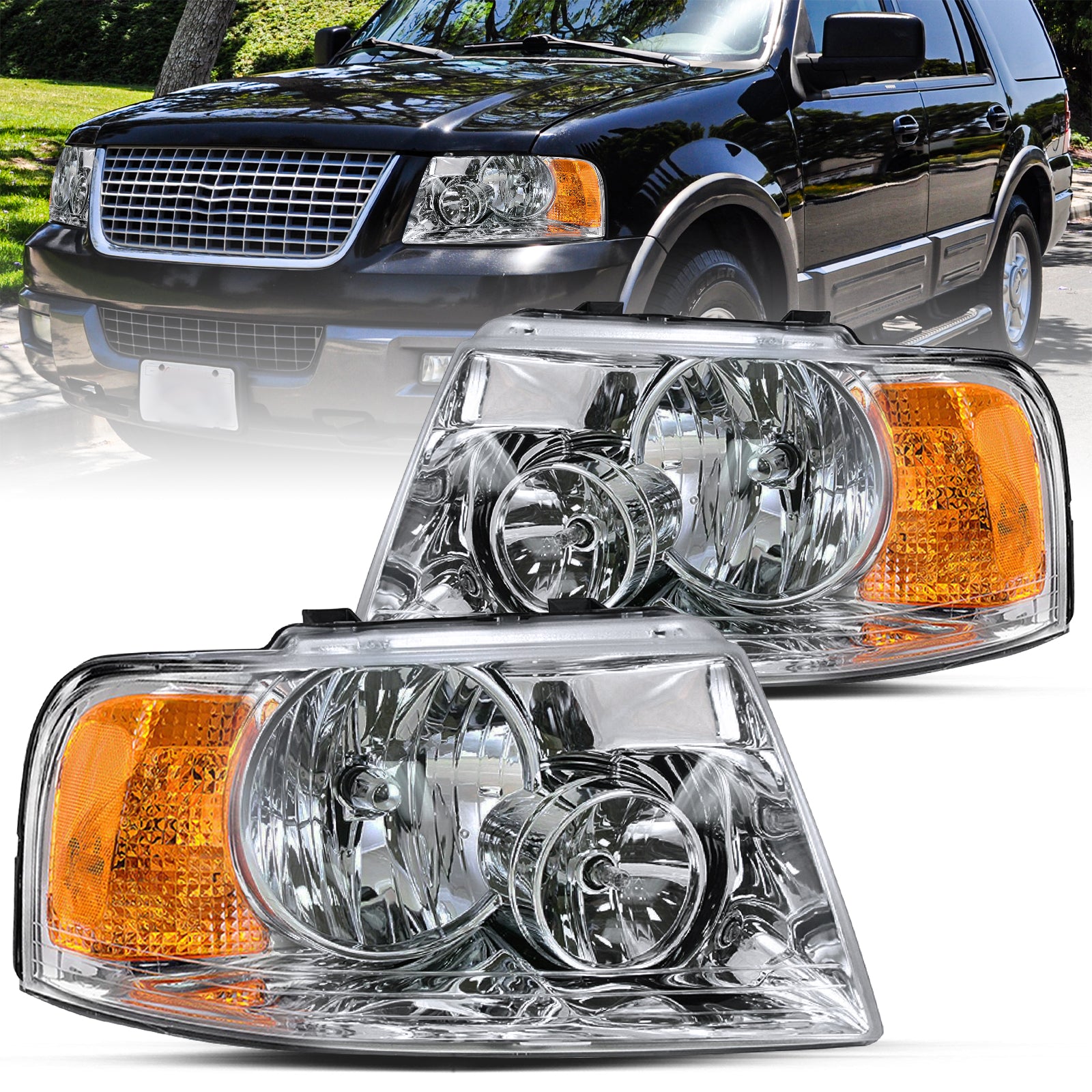 VehicleAid Headlights For 2003-2006 Ford Expedition