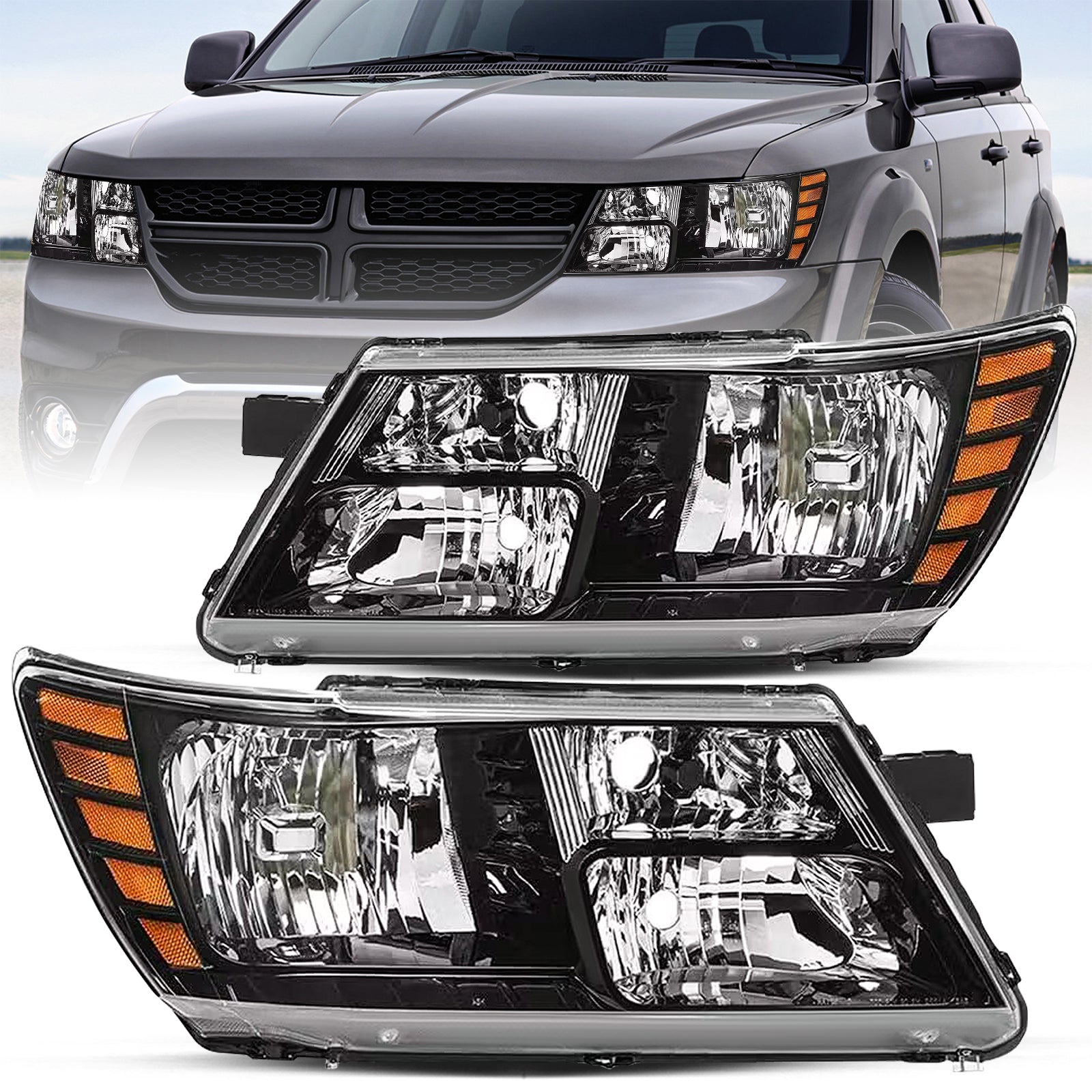 VehicleAid Headlights For 2009-2020 Dodge Journey
