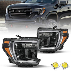 VehicleAid LED Headlights For 2019-2021 GMC Sierra 1500 Halogen Turn Signal Model