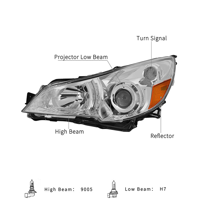 VehicleAid Headlights For 2010-2014 Subaru Outback/Legacy