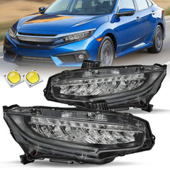 VehicleAid Headlights For 2016-2021 Honda Civic Factory Full LED Model