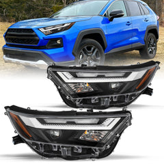 VehicleAid Headlights For 2022-2024 Toyota RAV4 LE XLE with LED Hi-Lo Beam Models