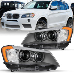 VehicleAid Headlights For 2011-2014 BMW X3 Xenon w/o AFS
