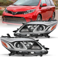 VehicleAid Headlights For 2015-2020 Toyota Sienna Halogen w/LED DRL