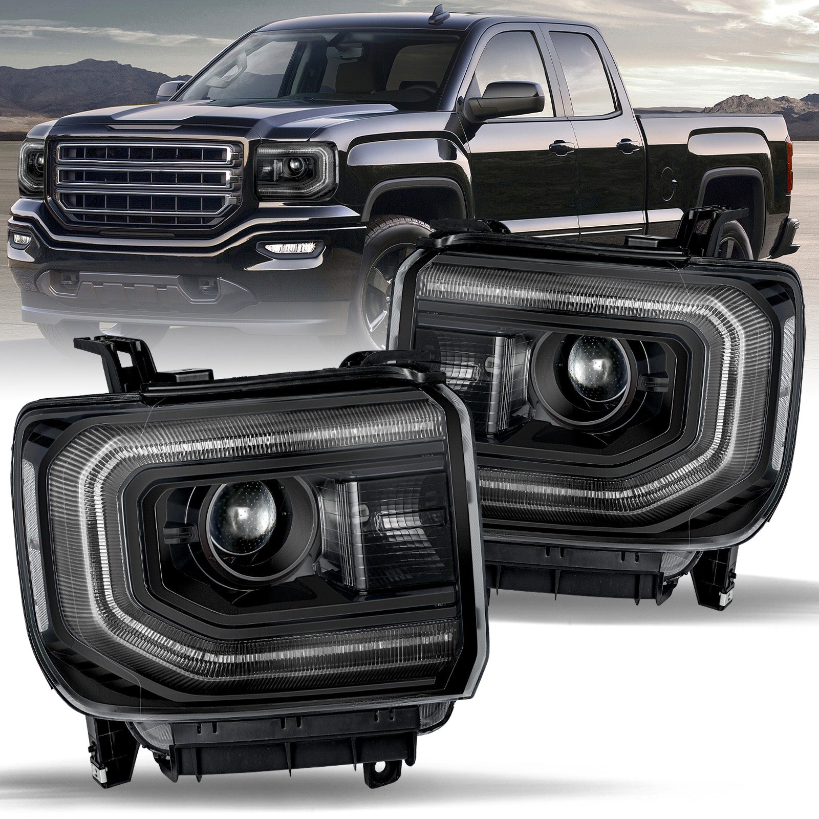 VehicleAid Headlights For 2022 GMC Sierra 1500 Limited HID/Xenon Model