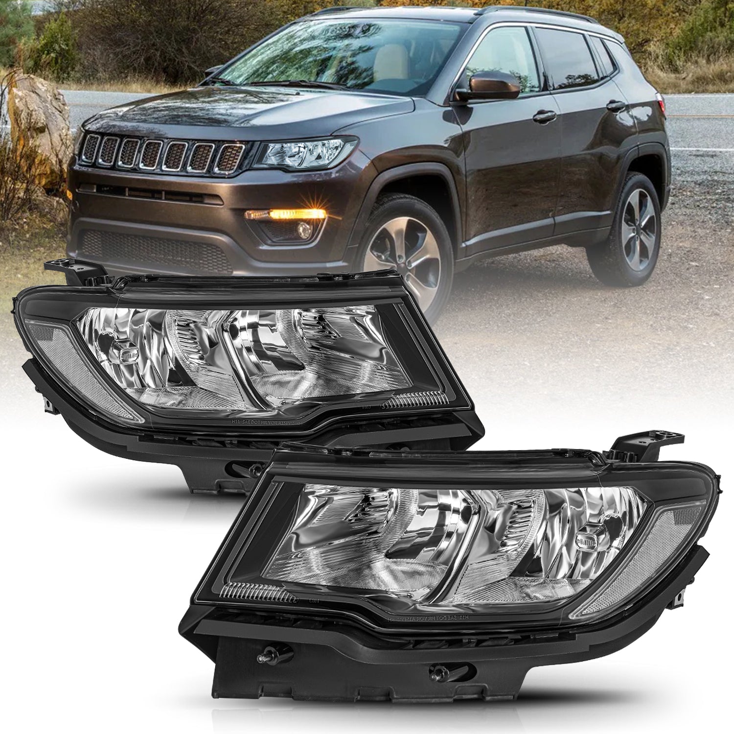 VehicleAid Headlights For 2017-2021 Jeep Compass