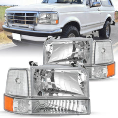 VehicleAid Headlights For 1992-1996 Ford F150 / Bronco