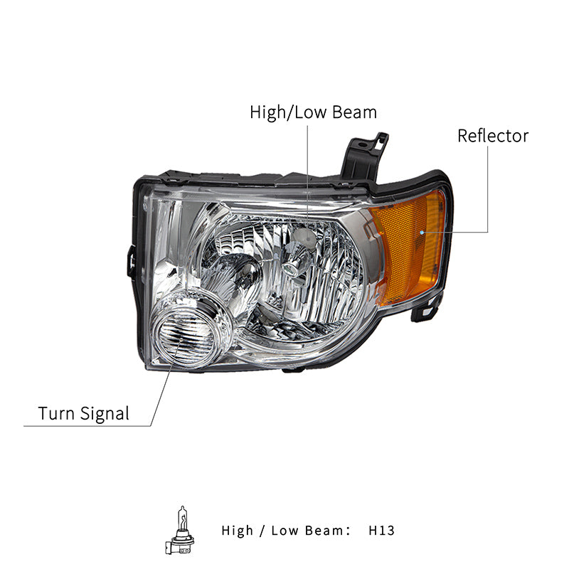 VehicleAid Headlights For 2008-2012 Ford Escape