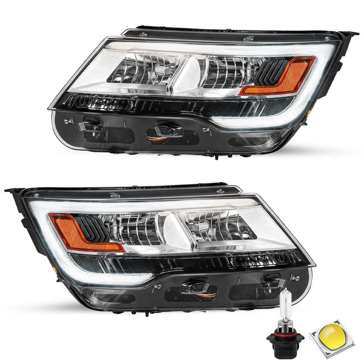 VehicleAid Headlights For 2016-2018 Ford Explorer With DRL