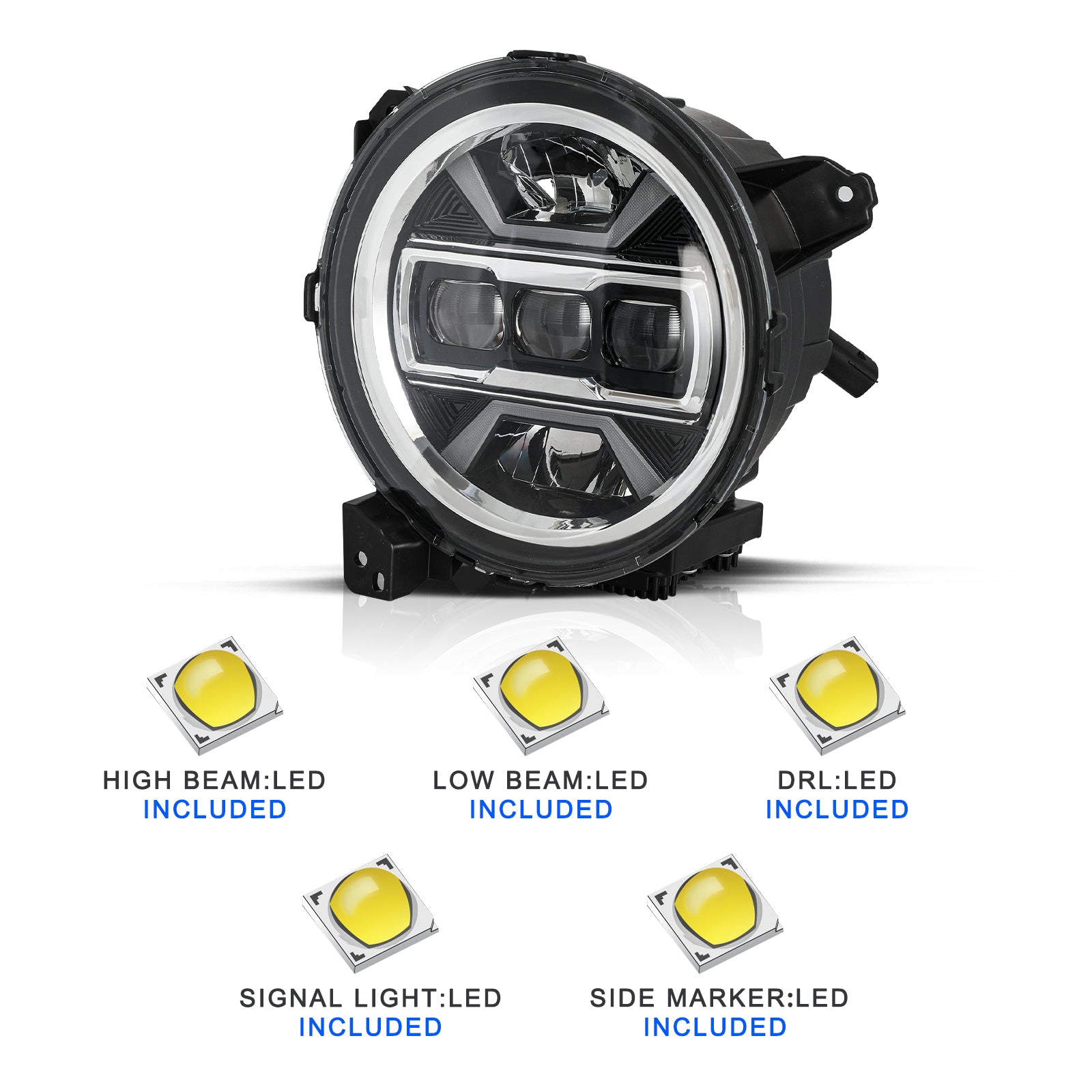VehicleAid Headlights For 2019-2022 Jeep Gladiator JT