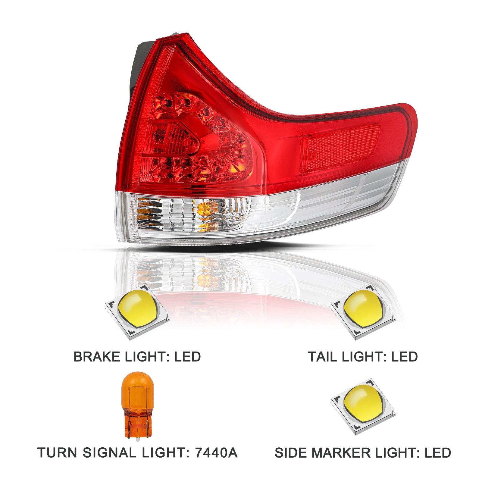 VehicleAid Taillights For 2011-2014 Toyota Sienna