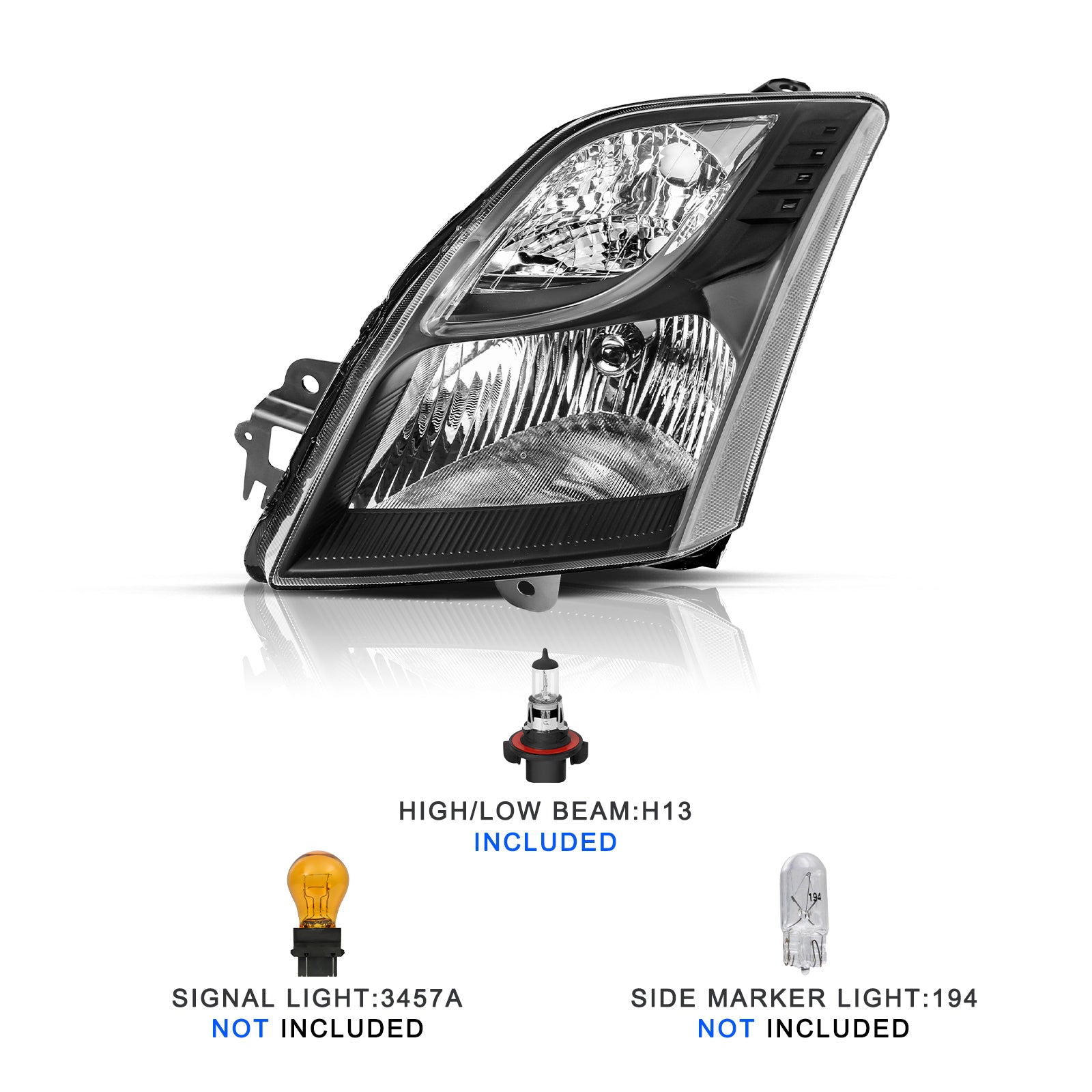 VehicleAid Headlights For 2010-2012 Nissan Sentra