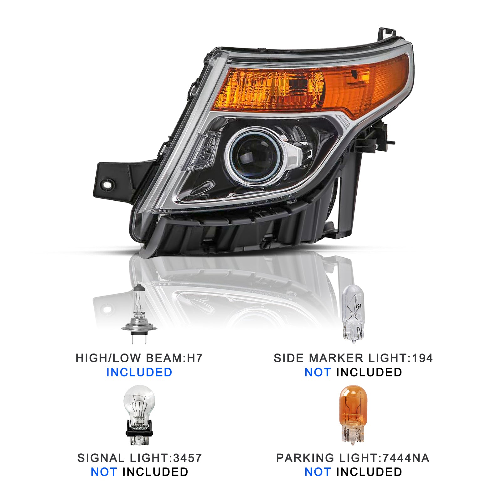 VehicleAid Headlights For 2011-2015 Ford Explorer