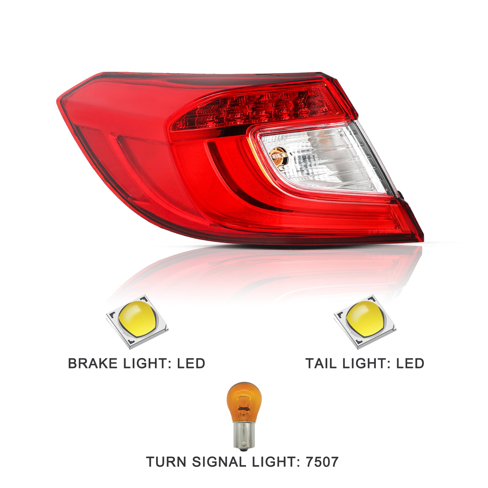 VehicleAid Taillights For 2018-2022 Honda Accord Outer