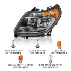 VehicleAid Headlights For 2014-2022 Dodge Ram ProMaster 1500 2500 3500 w/DRL 6 Pin