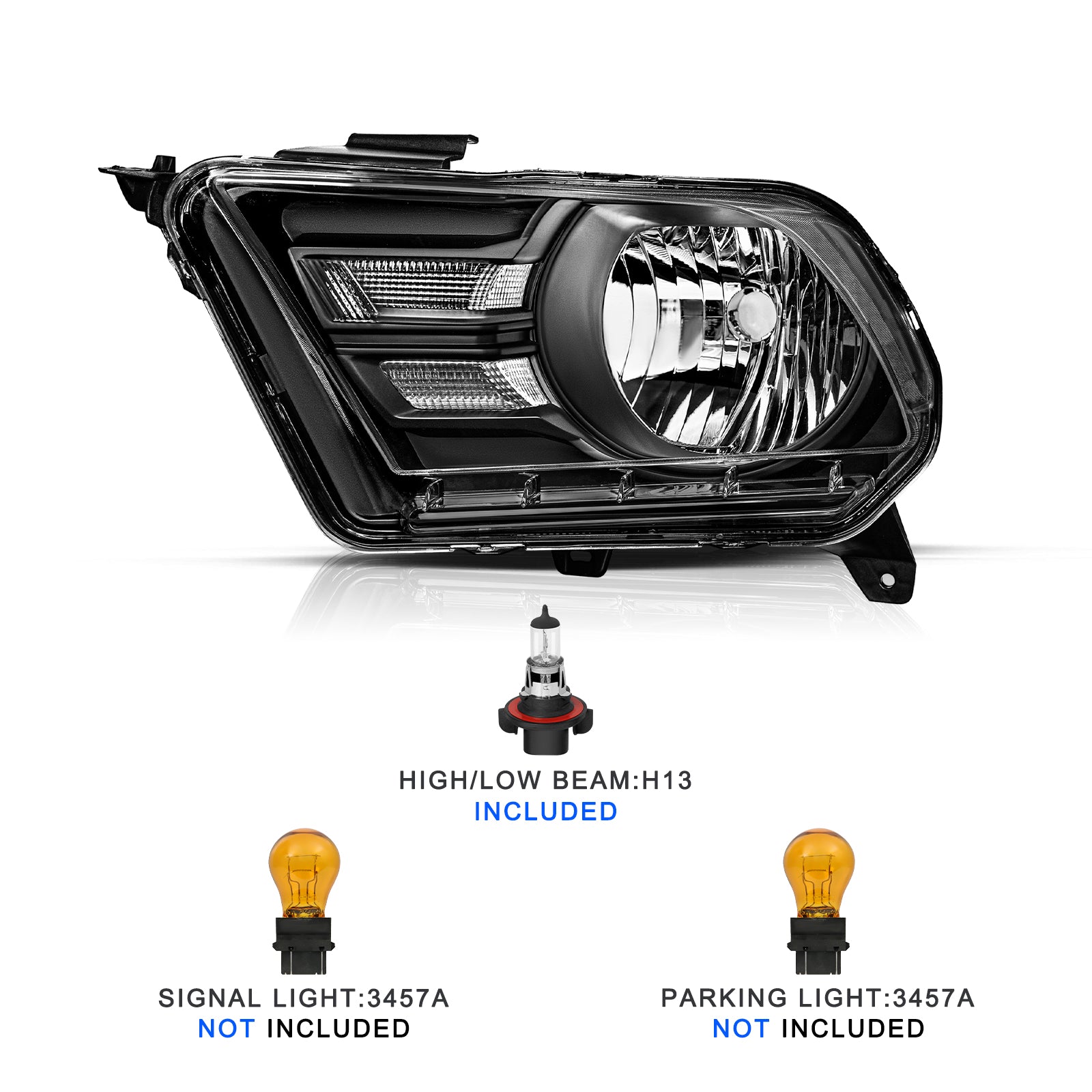 VehicleAid Headlights For 2010-2014 Ford Mustang