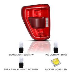 VehicleAid Taillights For 2021-2022 Ford F-150 XLT / 2023 Ford F-150 XLT Lariat Tremor w/ Blind Spot