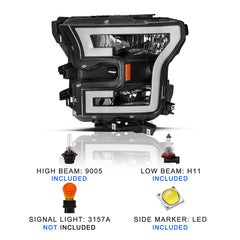 VehicleAid Headlights For 2015-2017 Ford F-150