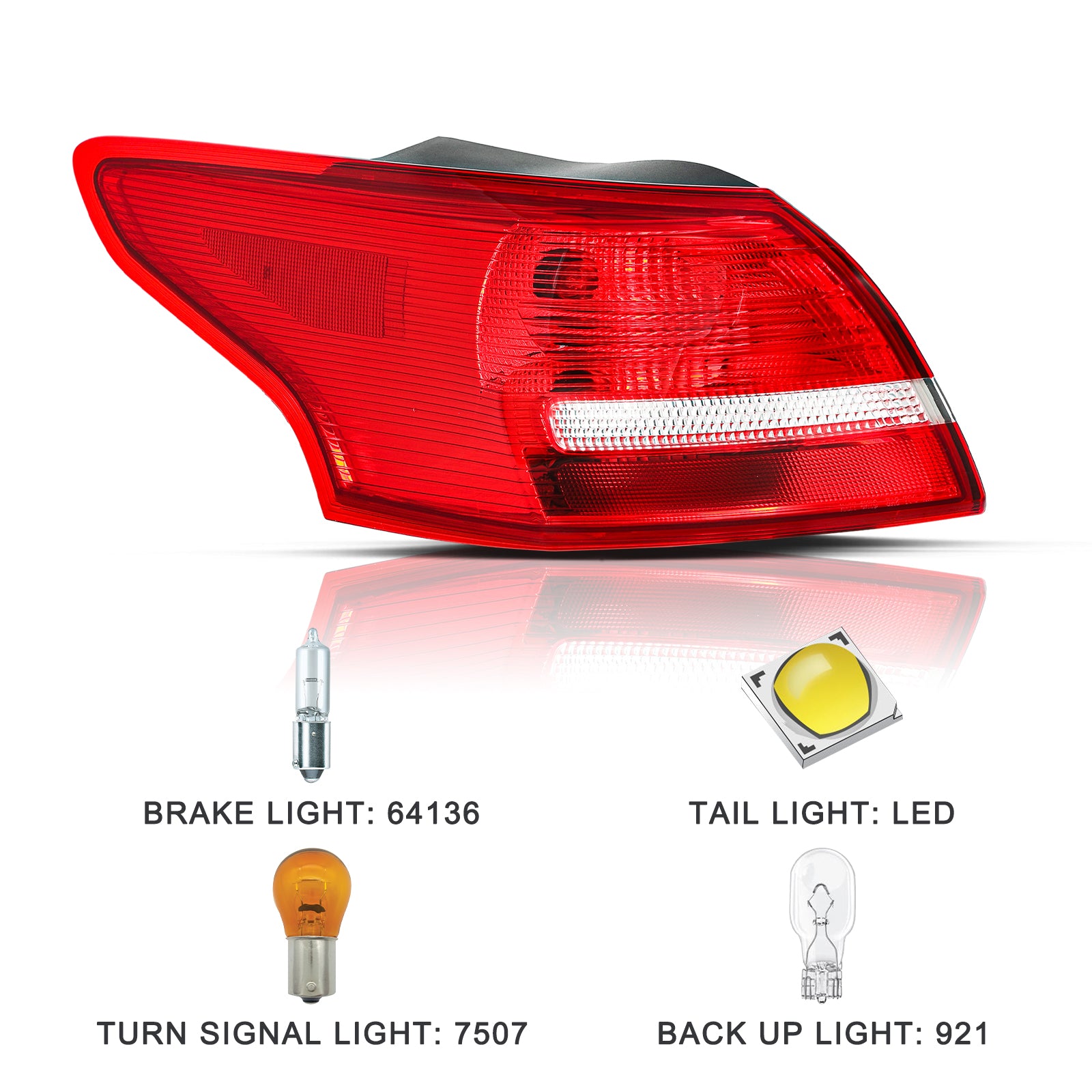 VehicleAid Taillights For 2015-2018 Ford Focus
