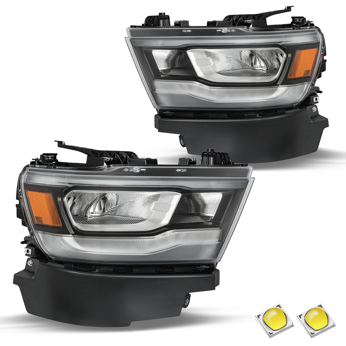 VehicleAid Full LED Headlights For 2019-2024 for Dodge RAM 1500 Rebel/Laramie