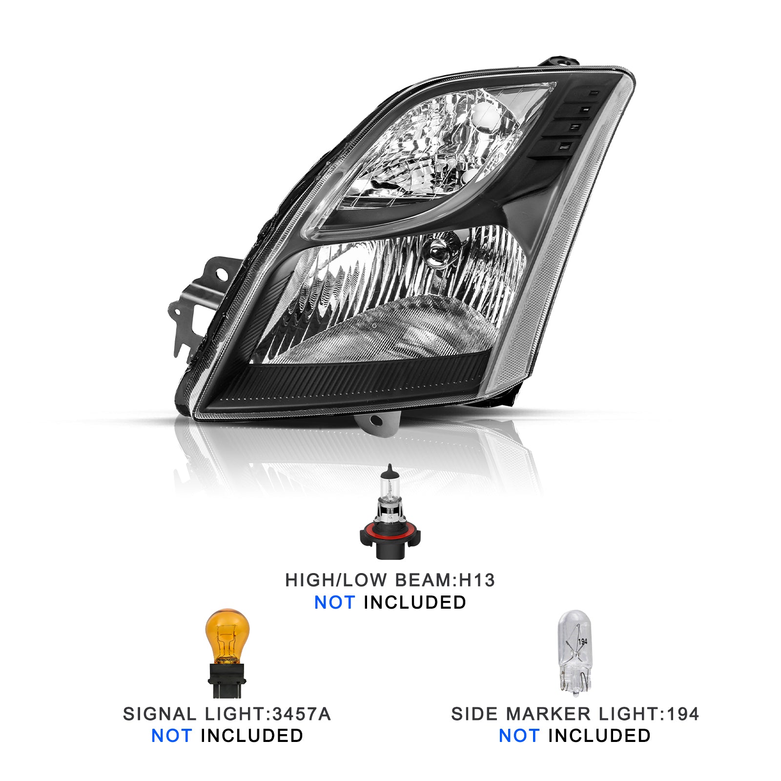 VehicleAid Headlights For 2010-2012 Nissan Sentra