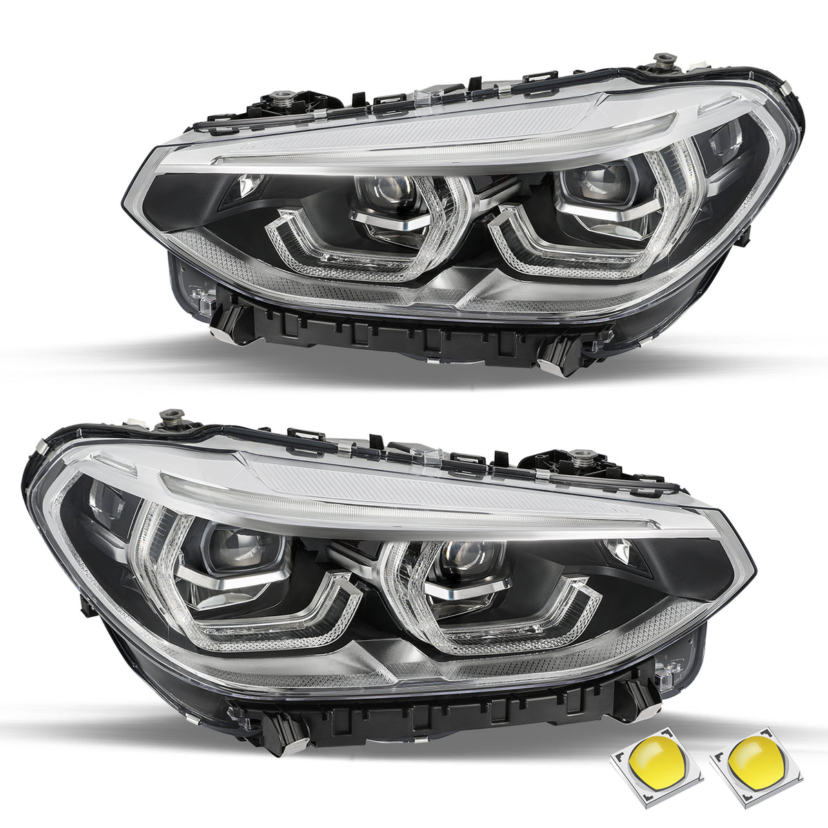 VehicleAid Full LED Headlights For 2018-2021 BMW X3/ 2019-2021 BMW X4 G01 G02 G08 w/Adaptive