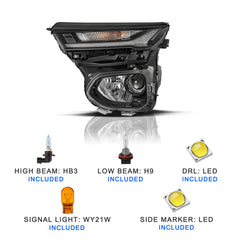 VehicleAid Halogen Headlights For 2021-2023 Chevy Trailblazer LS/ LT/ RS/ Activ