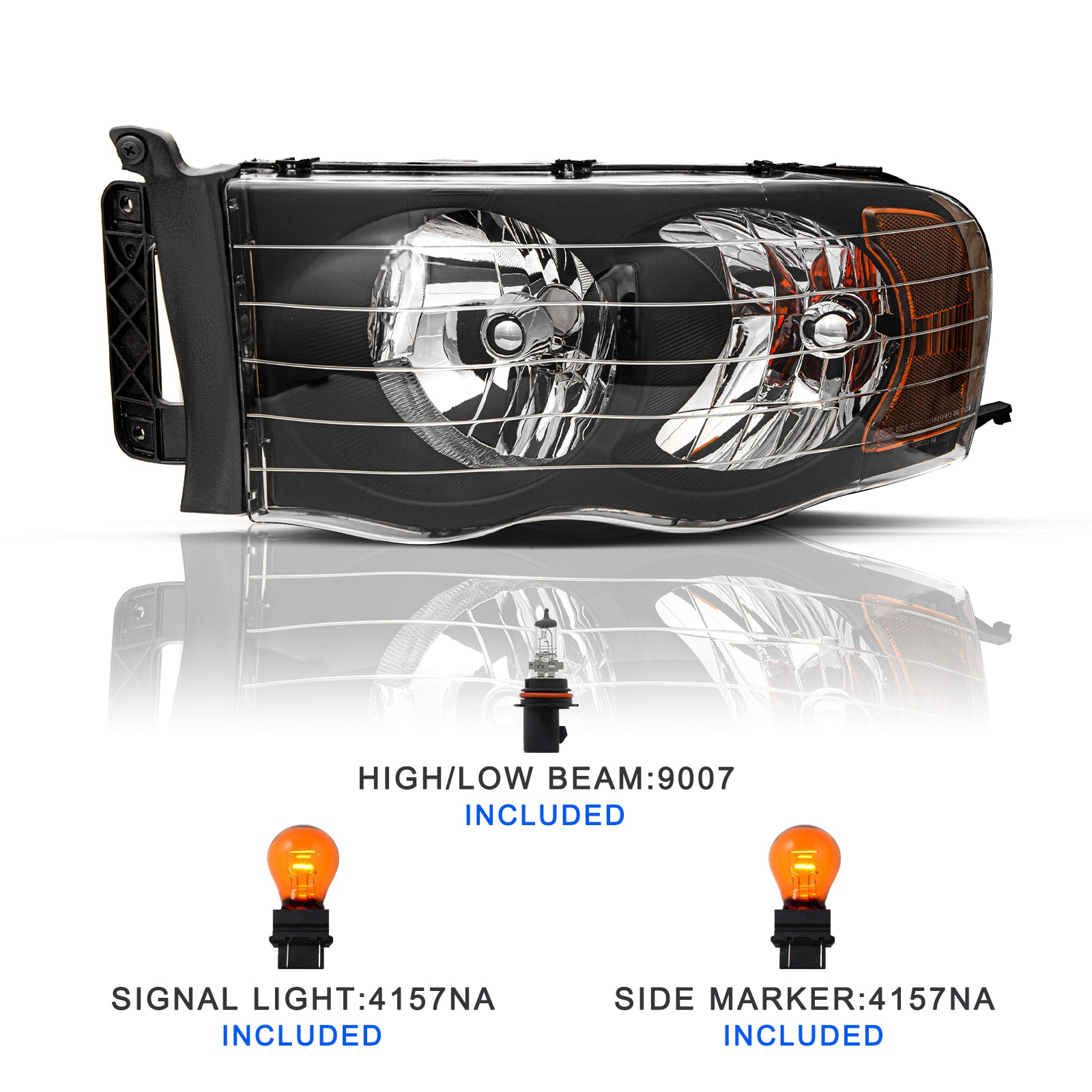 VehicleAid Headlights For 2002-2005 Dodge Ram 1500 Pickup