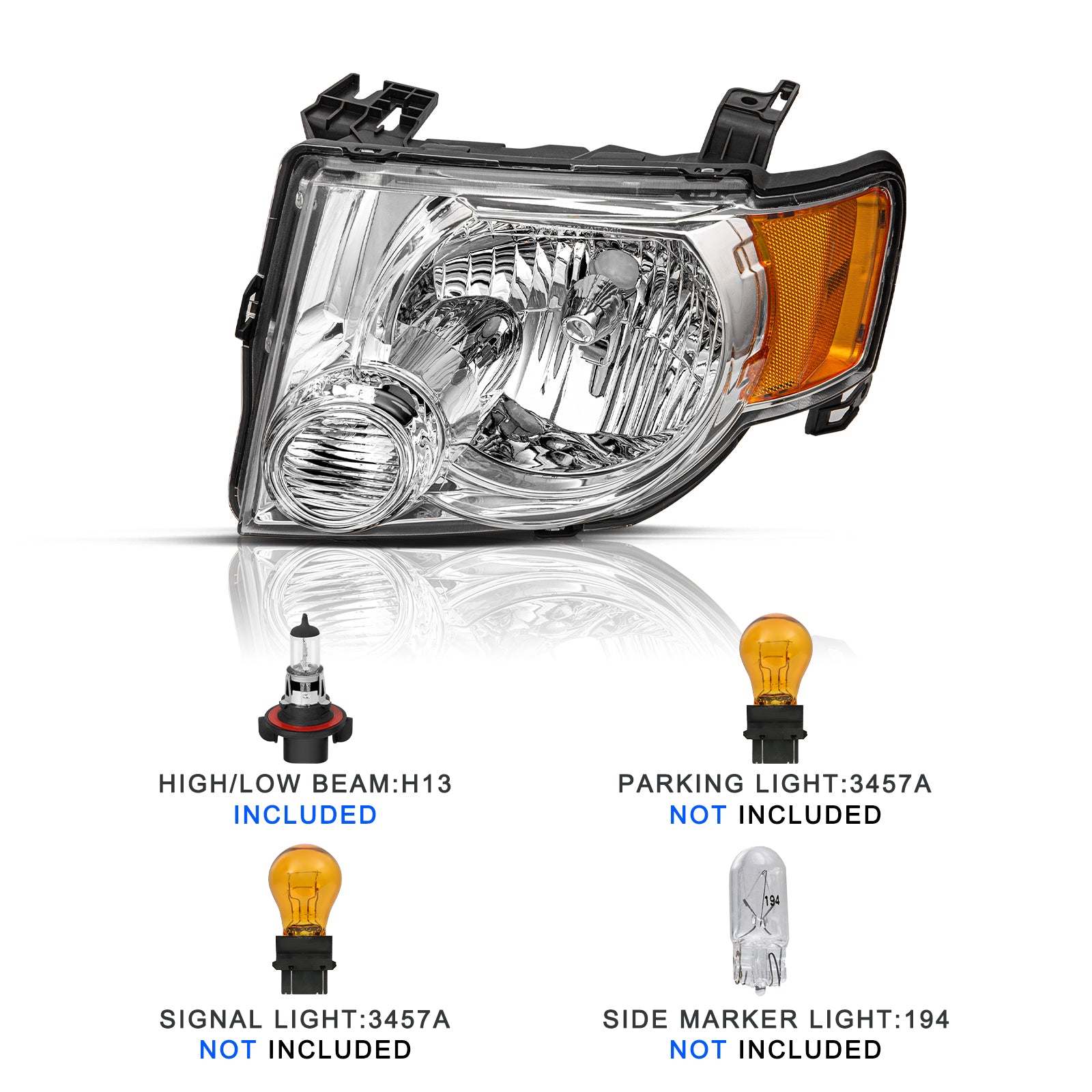 VehicleAid Headlights For 2008-2012 Ford Escape