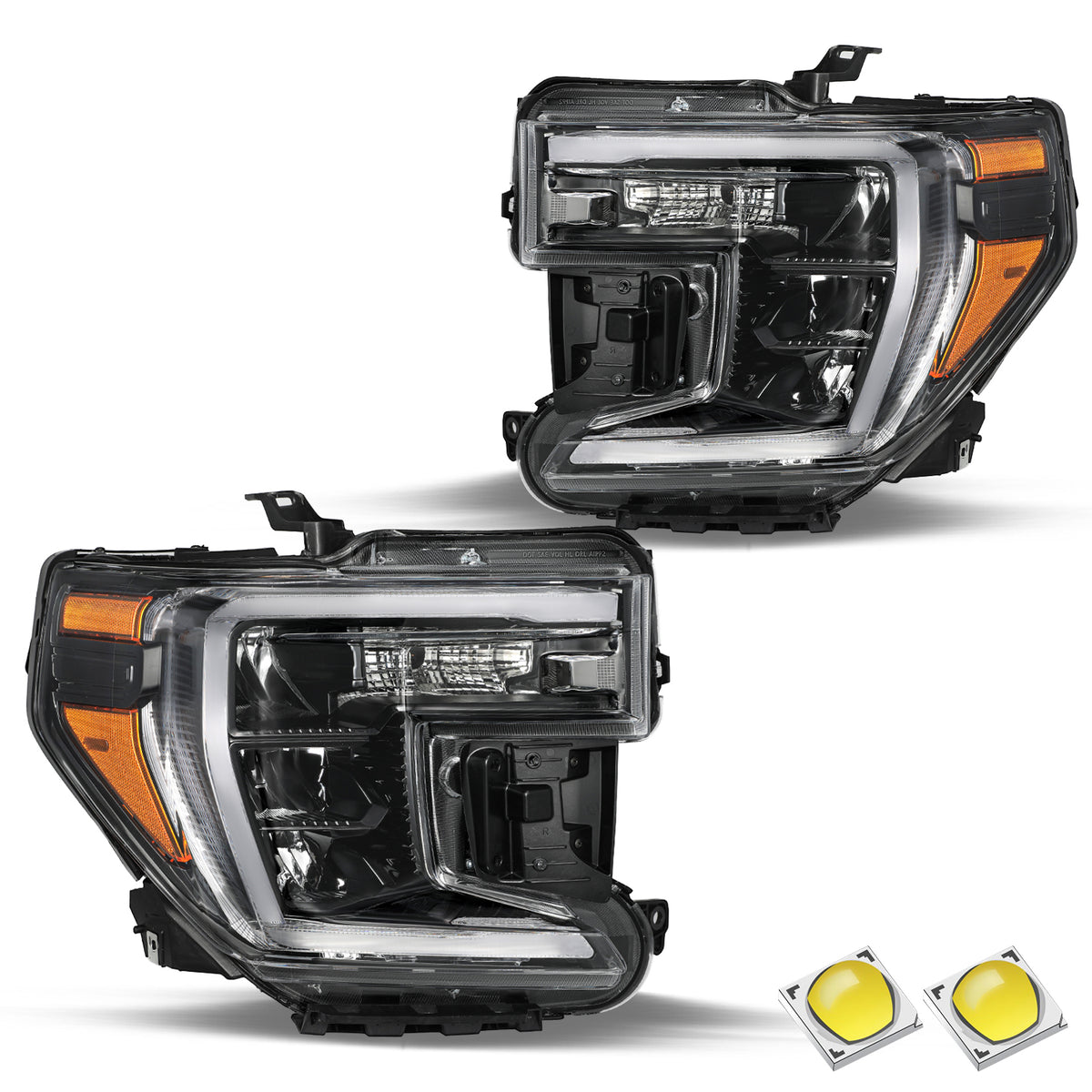 VehicleAid LED Headlights For 2019-2021 GMC Sierra 1500 Halogen Turn Signal Model