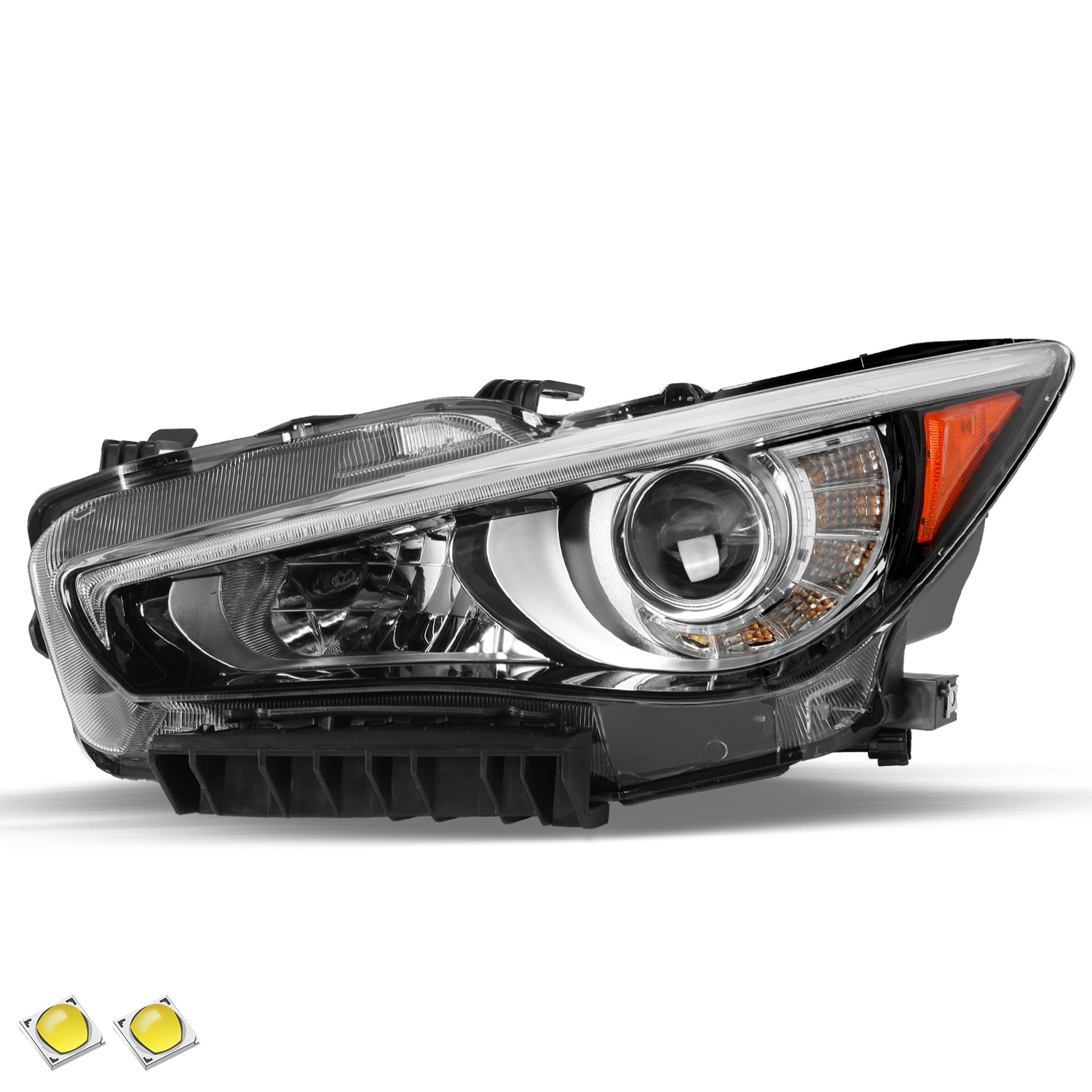 VehicleAid Full LED Headlights For 2014-2022 Infiniti Q50 w/o AFS
