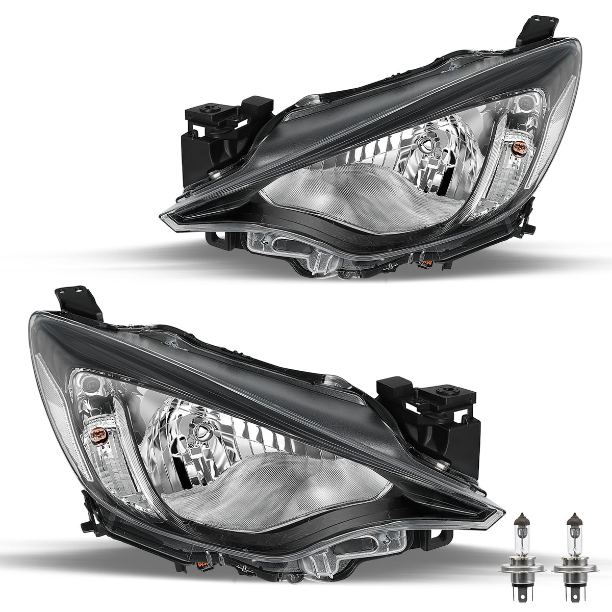 VehicleAid Headlights For 2016 Scion iA, 2017-2018 Toyota Yaris iA, 2019-2020 Yaris L/LE