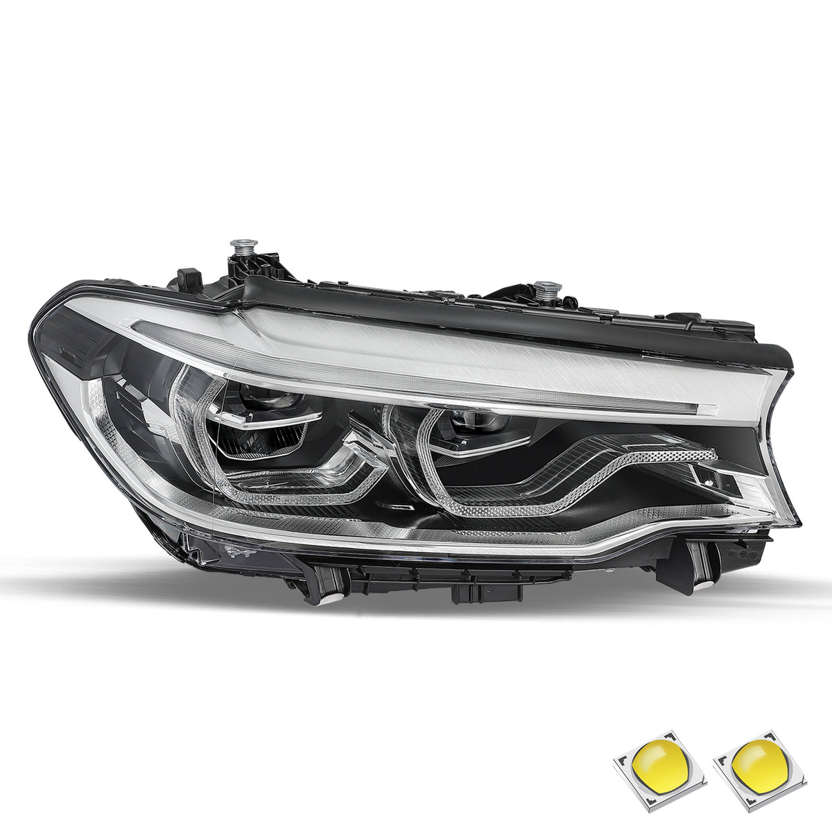 VehicleAid Full LED Headlights For 2017-2020 BMW 5 Series G30 G31 M5 540i 530i w/LED DRL