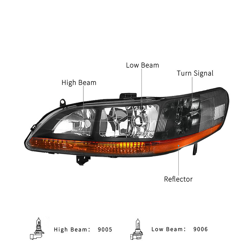 VehicleAid Headlights For 1998-2002 Honda Accord