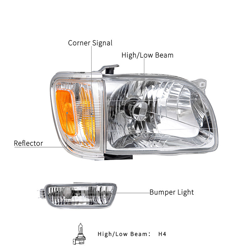 VehicleAid Headlights For 2001-2004 Toyota Tacoma