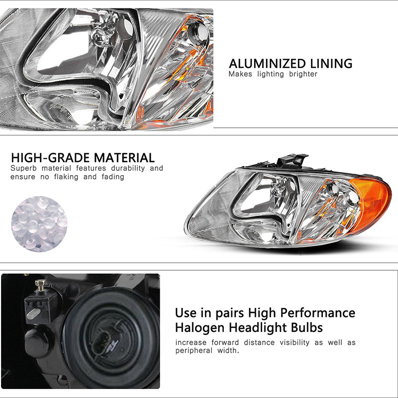 VehicleAid Headlights For 2001-2007 Chrysler Town & Country