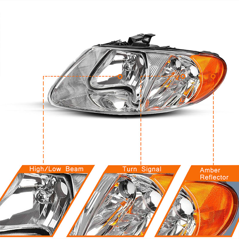 VehicleAid Headlights For 2001-2007 Chrysler Town & Country