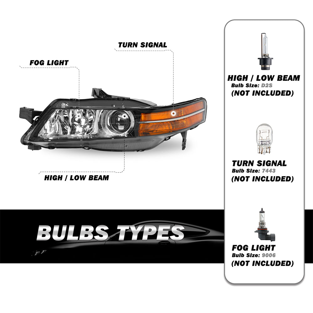 VehicleAid Headlights For 2004-2005 Acura TL