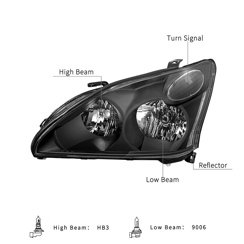 VehicleAid Headlights For 2006-2008 Lexus RX400h
