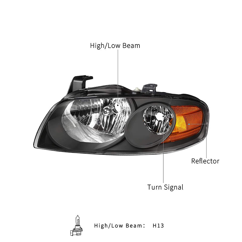VehicleAid Headlights For 2004-2006 Nissan Sentra