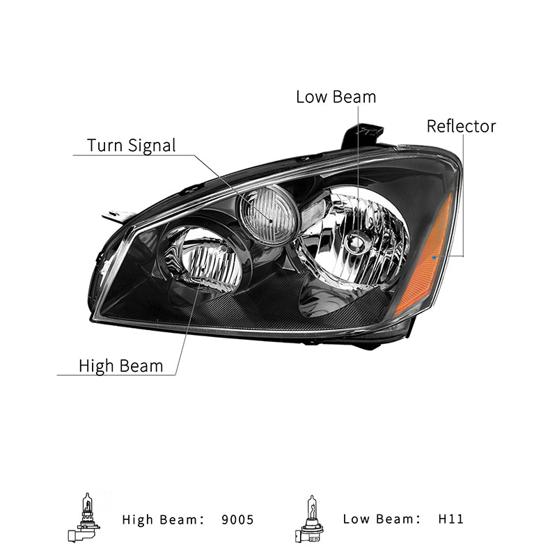 VehicleAid Headlights For 2005-2006 Nissan Altima