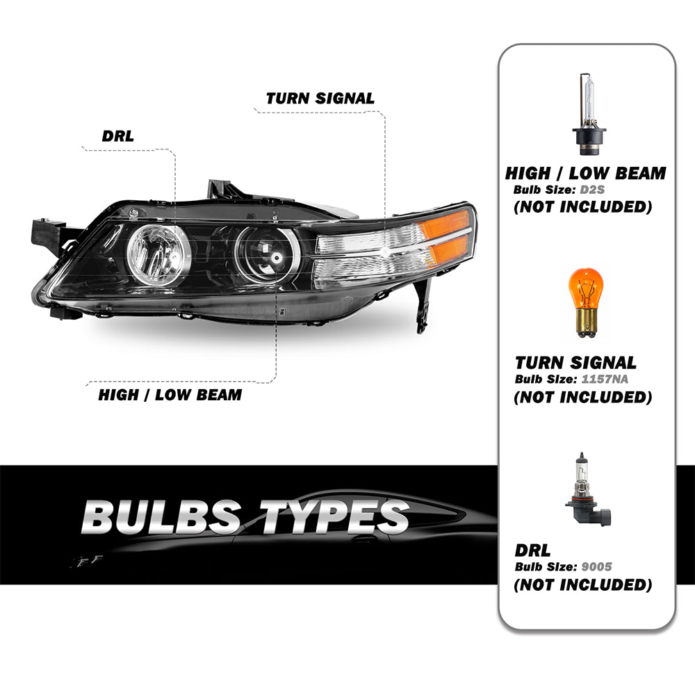 VehicleAid Headlights For 2007-2008 Acura TL