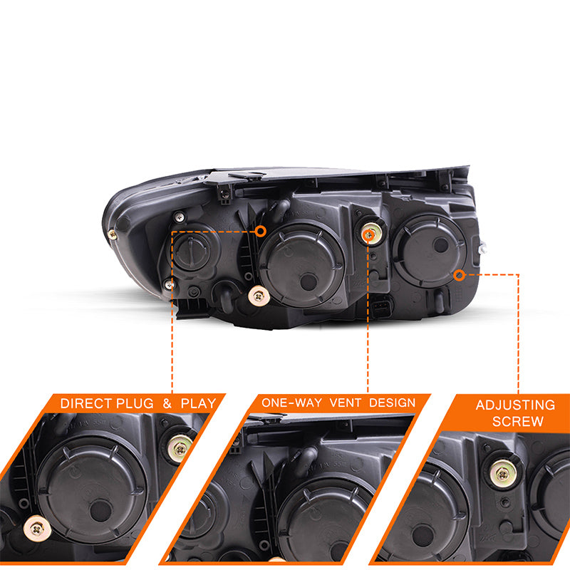 VehicleAid Headlights For 2007-2012 Hyundai Santa Fe