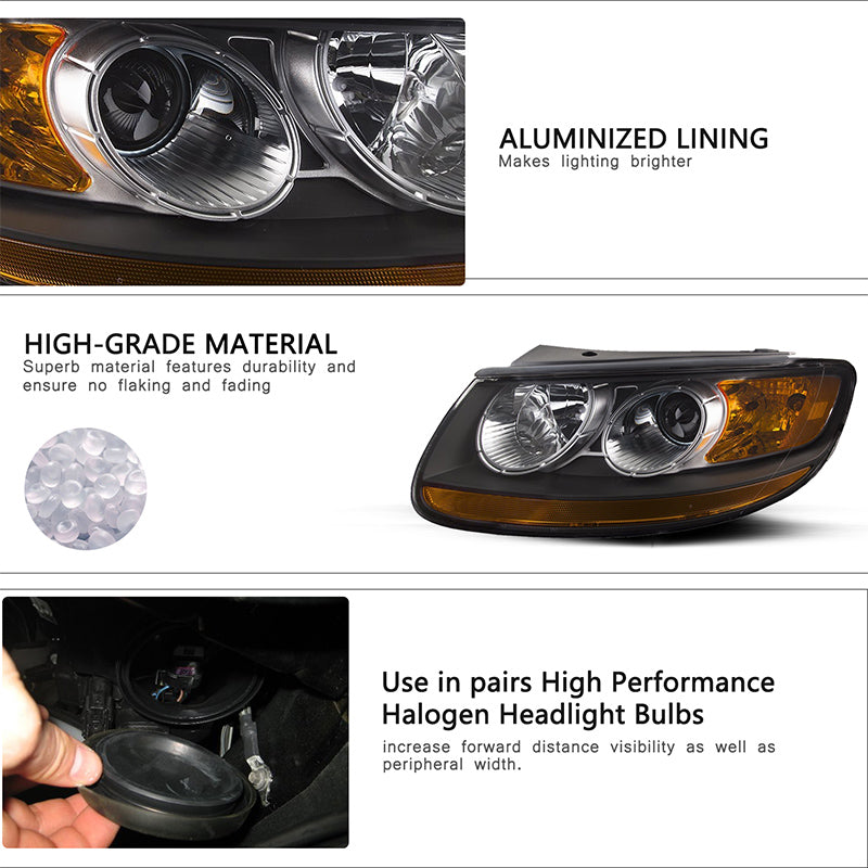 VehicleAid Headlights For 2007-2012 Hyundai Santa Fe