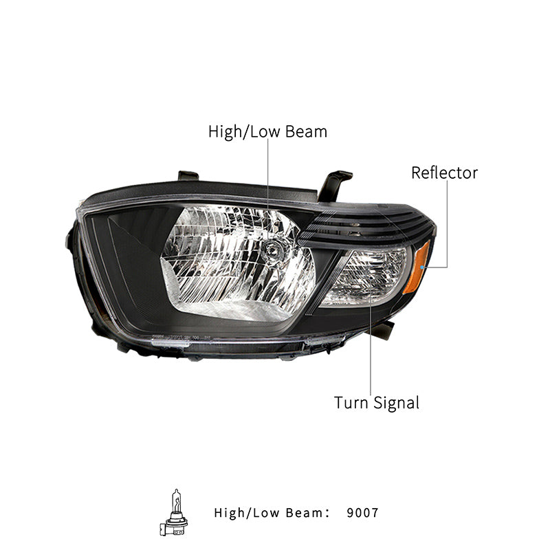 VehicleAid Headlights For 2008-2010 Toyota Highlander