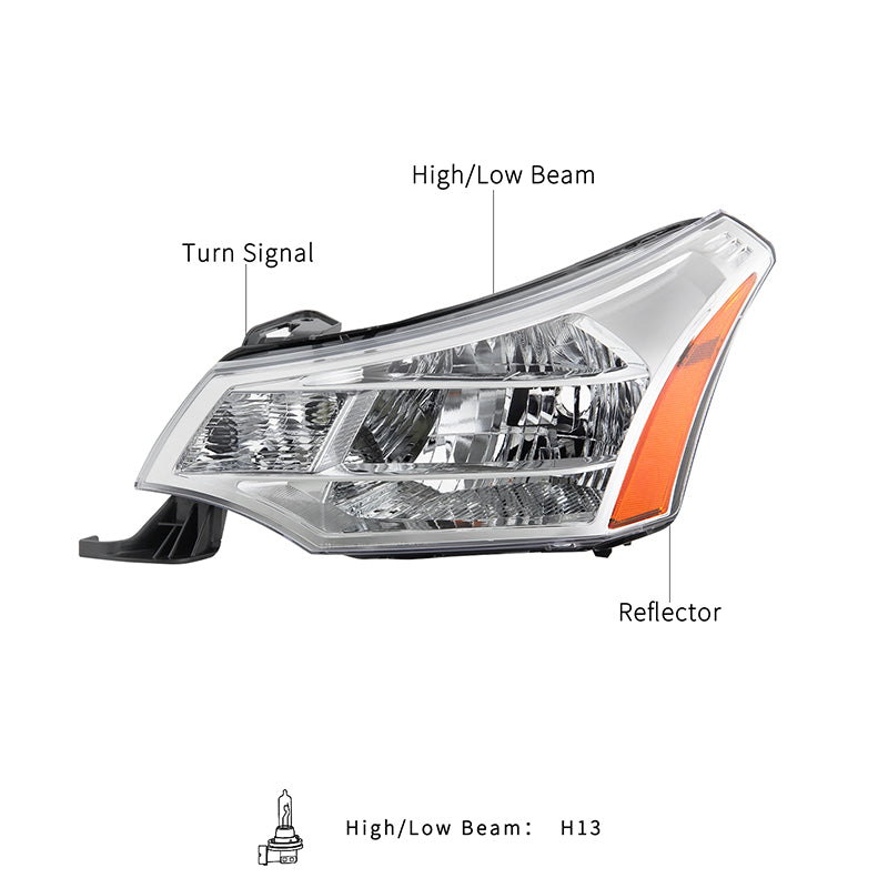 VehicleAid Headlights For 2008-2011 Ford Focus