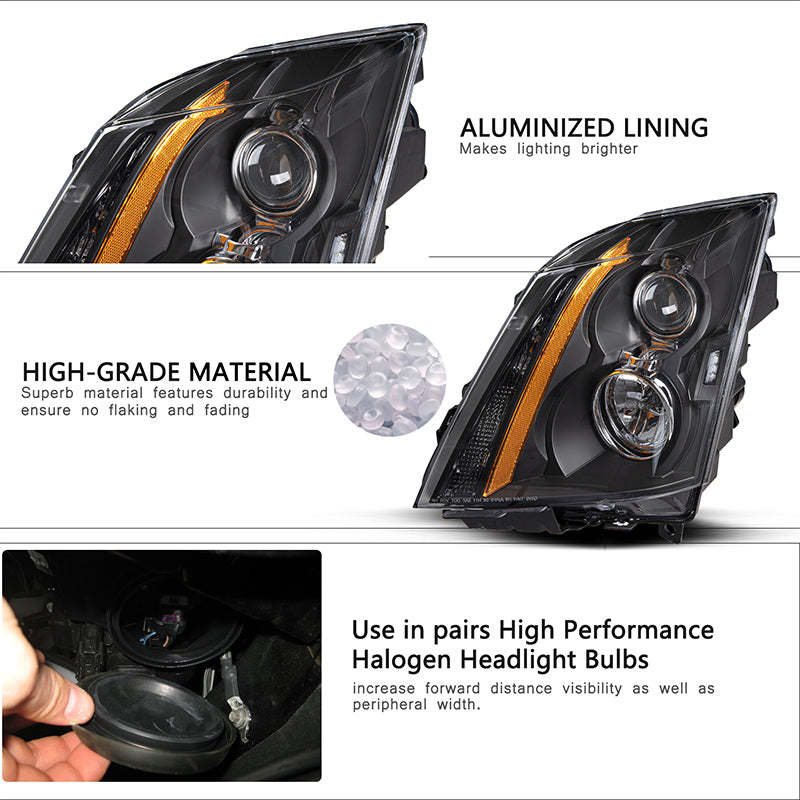 VehicleAid Headlights For 2008-2014 Cadillac CTS