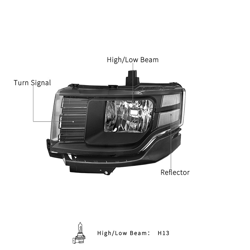 VehicleAid Headlights For 2009-2012 Ford Flex