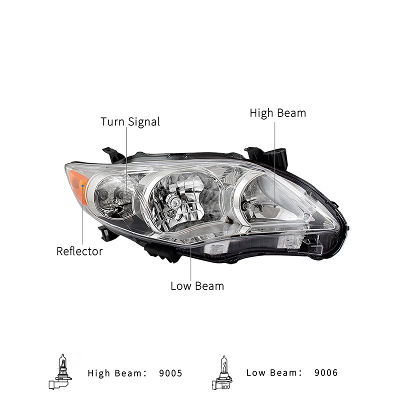 VehicleAid Headlights For 2011-2013 Toyota Corolla